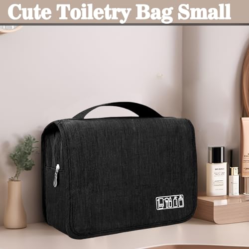 L&FY Hanging Travel Toiletry Bag Women's Cosmetic Organizer Makeup Pouch Men's Shaving Kits With Handle (Denim Black) - color: Denim Black, size: Compact Size