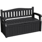Greesum 80 Gallon Storage Bench Outdoor Deck Box with Armrest, Patio Furniture,Lockable, Waterproof and UV Resistant, Suitable for Garden, Pool, Black - color: Black, style: 80 Gallon