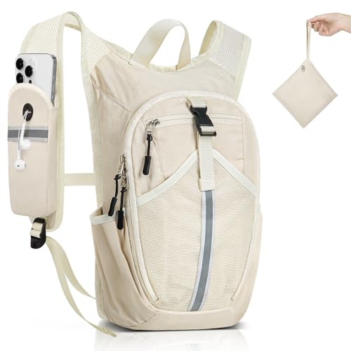 Small Hiking Backpack 10L- Lightweight Packable Foldable Backpack for Travel Camping Outdoor Commute, Compact Rucksack for Women Men(Beige) - color: Beige, size: 10L