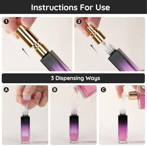 Segbeauty 0.34oz Travel Perfume Refillable Bottle, 5pcs Glass Mini Glass Perfume Atomizer Travel, 10ml Empty Cologne Atomizer Bottles, Small Cologne Sprayer with Transfer Tools Set for Refill - color: Green Blue Red Purple Black, style: Mini Bottle Set
