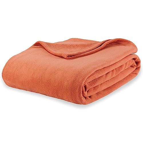 Berkshire Blanket Microfleece Throw Size Bed Throw Blanket Amberglow Orange,Lightweight Soft Breathable Plush Micro Fleece Throw Blanket for Travel,Bed and Couch,50x60 Inches - color: Amberglow, size: Throw/Throw XL