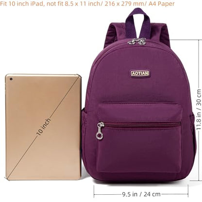 AOTIAN Mini Lightweight 11.8 Inch Backpack Durable Travel Hiking Women and Girls Small Daypack, 7 Liters Purple - color: Purple