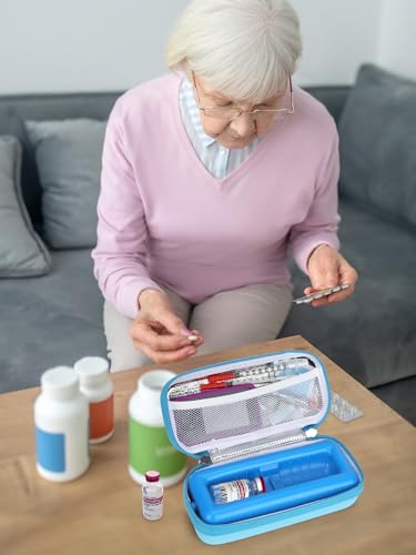 YOUSHARES Insulin Vial Cooler Travel Case - TSA Approved Diabetes Carrying Bag Keep Medicine Cool, Peptide Medication Organizer Small Bottle Protector, Refrigerated Pack with Protective Ice Brick - color: 01 Light Blue