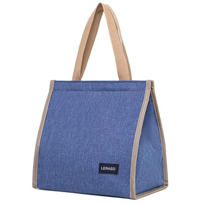 Insulated Lunch Bag for Work, 10.2"x5.9"x10.2" Oxford Waterproof Striped Canvas Tote Bag - color: Blue