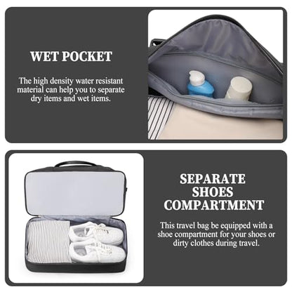 Weekender Bags for Women,Personal Item Travel Bag with Shoes Compartment,Overnight Travel Duffel Bag with Toiletry Bag,Medium - color: Black, size: Medium