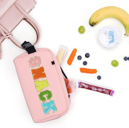 Freezable Lunch Bag,Freezable Snack Bag,Mini Cooler Bag for Travel/Work/School,Small Insulated Bag,Small Cooler Lunch Box with Ice Packs,Insulated Snack Bag,Freezable Snack Box with Handle Buckle - color: Pink-snack