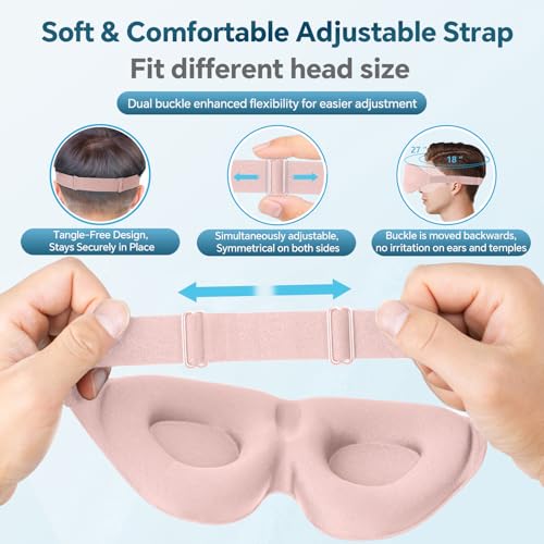 ZGGCD Sleep Mask for Side Sleeper, Light Blocking Sleeping Eye Mask for Women Men, 3D Contoured Night Blindfold, Luxury Eye Cover Eyeshade with Adjustable Strap for Travel, Nap, Nurse Essentials, Pink - color: Pink