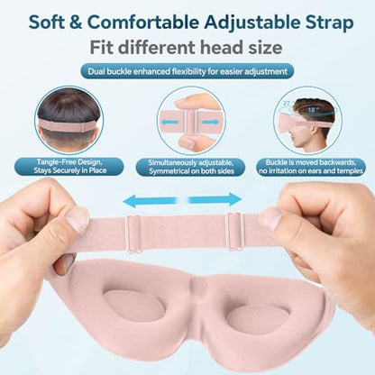 ZGGCD Sleep Mask for Side Sleeper, Light Blocking Sleeping Eye Mask for Women Men, 3D Contoured Night Blindfold, Luxury Eye Cover Eyeshade with Adjustable Strap for Travel, Nap, Nurse Essentials, Pink - color: Pink