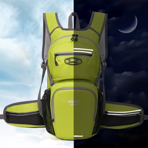 Hiking Daypack Waterproof Biking Backpack 15L Lightweight Durable Backpack for Ski Snowboarding Running MTB Cycling - color: Lime