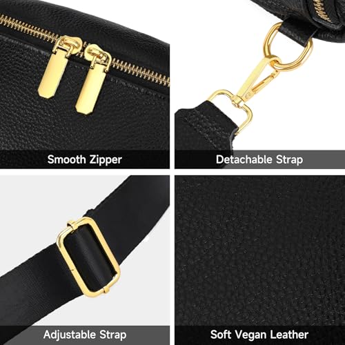 GAEKEAO Crossbody Bags for Women Fashion Sling Purse Fanny Pack Leather Belt Bum Bag Chest Shoulder Bag for Travel Black - color: A01 Black