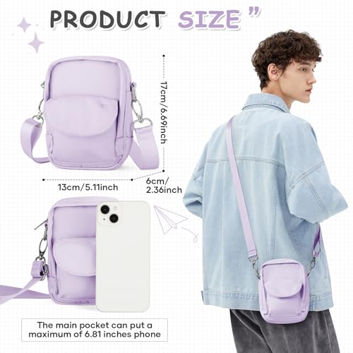 SEAFEW Mini Crossbody Bag Shoulder Bag for Men, Small Messenger Satchel Bag for Women - color: Purple - Sling