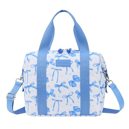 Lunch Box for Women Insulated Lunch Bag, Cute Lunch bags,Reusable Large Capacity Leakproof Lunchbox with Adjustable Shoulder Strap, Lunch tote for Work Office Picnic Travel (Blue bow) - color: Blue bow
