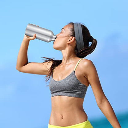 CHENGU Aluminum Water Bottle 20 oz Reusable Bottles Lightweight Leak Proof Aluminum Sports Travel Bottles with Twist Cap Buckle for Gym, Hiking, Cycling, Camping, Fishing - color: Silver