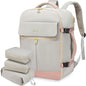 LOVEVOOK Carry On Backpack, 40L Travel Backpack Women with 3 Packing Cubes, TSA Airline Approved Suitcase Bag as Personal Item, Waterproof 17 inch Laptop Backpack for Weekender Overnight,Grey Pink - color: Grey Pink, size: 40L-17.3 Inch-4Pcs
