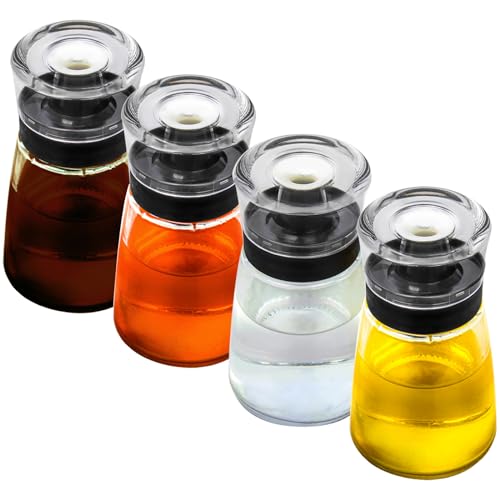 Leak-proof Oil Dispenser Bottle for Outdoor Camping, 160 ml/5.4 oz Glass Olive Oil and Vinegar Cruet, Well Sealed for Picnic Kitchen, 4 Pack - size: 4 Pack
