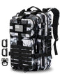 Hannibal Tactical MOLLE Assault Backpack, Tactical Backpack Military Army Camping Rucksack, 3-Day Pack Trip w/USA Flag Patch, D-Rings, Black White camo - color: Black/White Camo