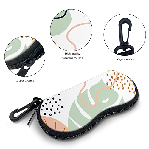 Sunglasses Soft Case with Carabiner Ultra Light Neoprene Zipper Glasses Case - color: Modern Art