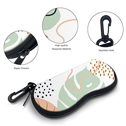 Sunglasses Soft Case with Carabiner Ultra Light Neoprene Zipper Glasses Case - color: Modern Art