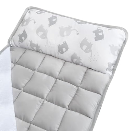 Moonsea Nap Mat for Toddlers Elephant with Pillow Blanket, Lightweight Perfect for Toddlers Preschool, Daycare, Travel Sleeping Bag Boys Girls, 21" x 50" Fit on a Standard Cot - color: elephant
