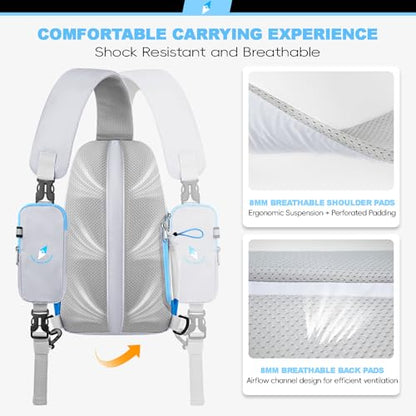 Seektop RFID Anti-Theft Crossbody Bag Sling Backpack for Women & Men, Casual Chest Daypack for Daily Travel - color: White Blue