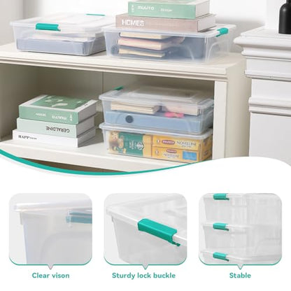 Clear Plastic Storage Bins with Lids Stackable Storage Box for Crafts, Supplies (Large 4Pack Green) - size: Large 4Pack Green