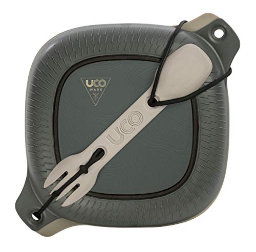 UCO 4-Piece Camping Mess Kit with Bowl, Plate and 3-in-1 Spork Utensil Set - color: Venture