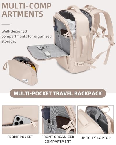 LARVENDER Carry on Luggage 22x14x9 Airline Approved Hardshell Suitcase with Wheels TSA Lock, PC+ABS Lightweight Suitcase Set for Women with Travel Backpack, Glossy Champagne - color: Glossy Champagne (XL-BP), size: 3 Piece Set (Backpack/TB/20)