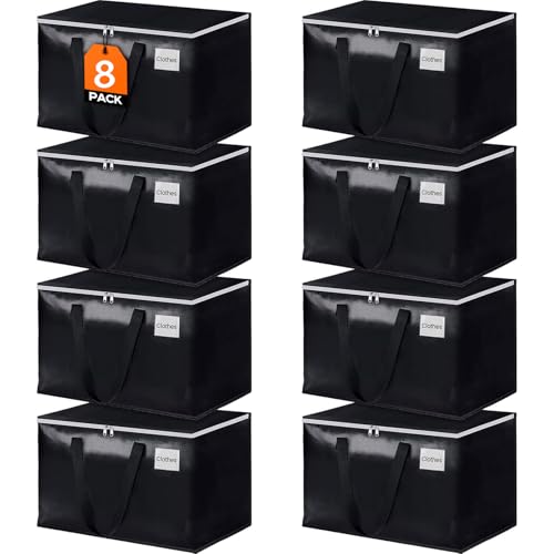 StorageRight Large Moving Bags Heavy Duty Storage Totes for Storage,Packing & Moving Collapsible Moving Supplies with Large Capacity, Reinforced Zippers and Handles, 88L, 8 Packs - size: 88L