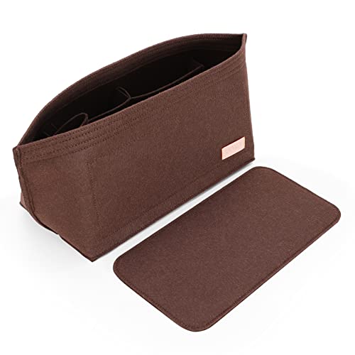 Doxo Purse Organizer Insert for Handbags & Base Shaper 2pc Set, Felt Neverfull PM Organizer Insert, Tote Bag Organizer with Zipper Pocket and Bottle Holder, Fit Neverfull PM and More, Brown-M - color: Brown, size: Medium