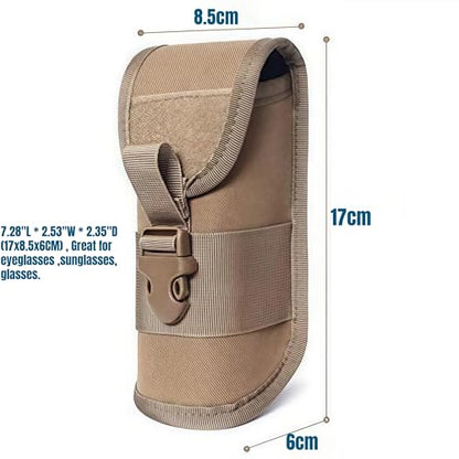 ACEXIER MOLLE Glasses Pouch Outdoor Durable Tactical Pouch Sunglasses Case Army Style Flashlight Pouch with Buckle - color: Khaki