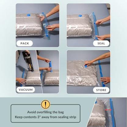 8 Mega Jumbo XXL Vacuum Storage Bags with Pump, Supersized Compression Space Saver for Comforter, duvet, Bedding, Blanket storage, Vacuum Seal Bags for Clothing, Durable Safe Poly Material - size: 8 Mega Jumbo XXL