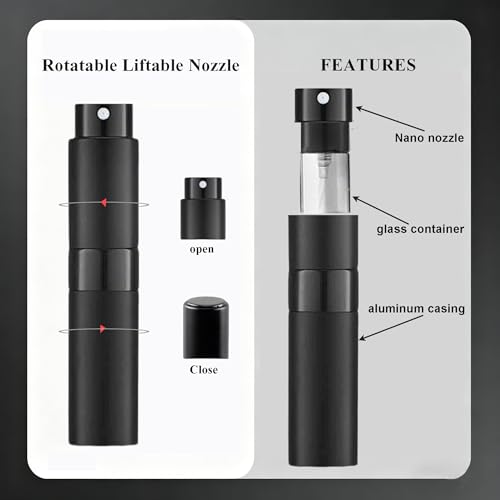 8ML Refillable Travel Perfume Atomizer, Leak Proof Empty Cologne Spray Bottle, Portable Sprayer Travel Essentials for Men Women, 5-Pack - size: M8ml-Bottle-5Pcs