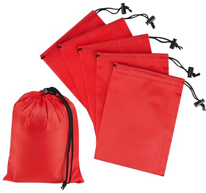 PALTERWEAR Drawstring Bag with Toggle - Nylon Cinch and Ditty Pouch Six-Pack (Red, 5 x 7 Inch, Set of 6) - color: Red, size: 5 x 7 Inch