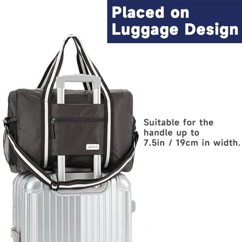 Arxus Foldable Tote Bag for Travel Expandable Lightweight Carry On Luggage 22L Packable Duffle Bag for Traveling - color: Gray