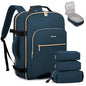 LOVEVOOK 40L Travel Backpack Flight Approved Carry on Backpack,3 Packing Cubes,Waterproof Personal Item Travel Bag,TSA Carry on Luggage Suitcase Travel Essentials,Gifts for Women & Men,fits 17" Laptop - color: Dark Blue Green-black, size: Large-40L-4Pcs