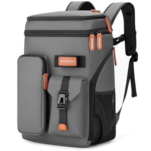 BAGPARKK Insulated Cooler Backpack,33/45 Cans Multifunctional Double Deck Leakproof Cooler Bag with Sternum Strap,Large Capacity Lightweight Travel Camping Beach Backpack - color: Grey, size: 45Can