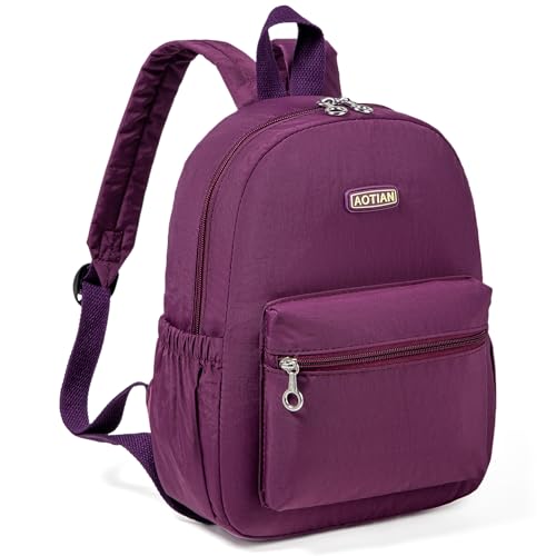 AOTIAN Mini Lightweight 11.8 Inch Backpack Durable Travel Hiking Women and Girls Small Daypack, 7 Liters Purple - color: Purple