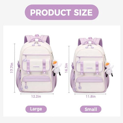 Womens Girls Backpack for School Cute Aesthetic Large Laptop Backpack Kawaii Preppy Teen Kids Bookbag Travel Daypack (Purple,L) - color: Purple, size: Large