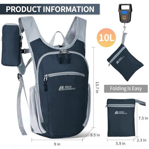 Hiking Backpack 10L/15L Small Daypack Lightweight Packable Travel Foldable Water Resistan for Women Men (Gray, 10L) - color: Gray, size: 10L