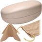 MyEyeglassCase® Large Hard Sunglasses Case | fits Large curved Sunglasses, with microfiber bag and cleaning cloth - color: Pearl /Cream
