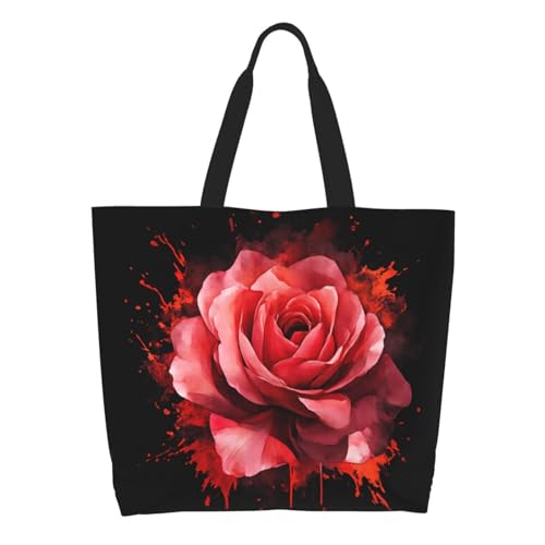 Shoulder Bag Large Reusable Eco-friendly Shopping Bags Portable Storage Handbag | Large - color: Oil Painting Rose13