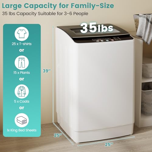 Auertech 35 lbs Washing Machine, Fully Automatic Portable Washer with LED Display, 12 Wash Cycles, 8 Water Levels, Large Capacity Washer and Spin Dryer Combo with Drain Pump for Apartment, Home - size: 35 lbs