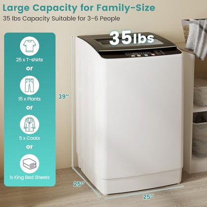 Auertech 35 lbs Washing Machine, Fully Automatic Portable Washer with LED Display, 12 Wash Cycles, 8 Water Levels, Large Capacity Washer and Spin Dryer Combo with Drain Pump for Apartment, Home - size: 35 lbs