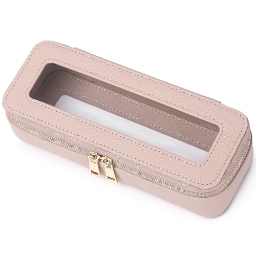 Pinkmik Makeup Brush Case Clear Travel Cosmetic & Toiletry Bag Small Makeup Bag with Zipper Purse Organizer Car Essential Bag for Women (Pink, SLIM) | Clear Travel Cosmetic & Toiletry Bag, Small Makeup Bag, Zipper Purse Organizer, Car Essential Bag for Wo