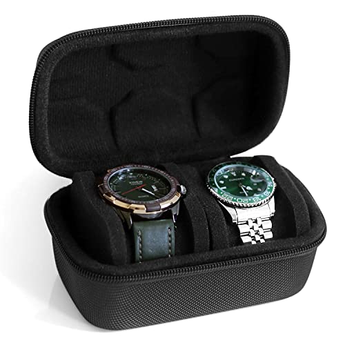 Watch Travel Case for Men and Women Portable Single Watch Storage box and Organizer for Wristwatches and Smart Watches (Black（2 slot）) - color: Black（2 slot）