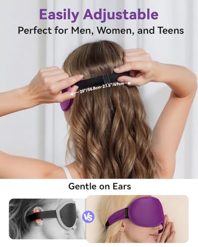 Weighted Blackout Sleep Mask for Women, 3D Contoured Zero Eye Pressure, Lash-Friendly Deep Eye Cups, Adjustable Slide Buckle Strap, Self-Care & Relaxation Gift for Her (Purple) - color: Purple