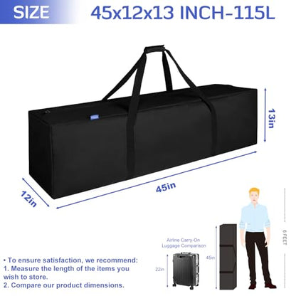 INFANZIA 45inch Sports Duffel Travel Bag, 115L Extra Large Duffel Luggage Bag with Upgrade Zipper, Water Resistant & Foldable Equipment Storage Bag for Camping Tent Tripod Fishing - size: 45x12x13 inch