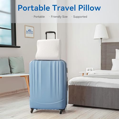 AM AEROMAX Travel Contour Memory Foam Pillow, Cervical Pillow for Neck Pain Relief, Neck Orthopedic Sleeping Pillows for Side, Back and Stomach Sleepers. - color: White, size: Travel Size