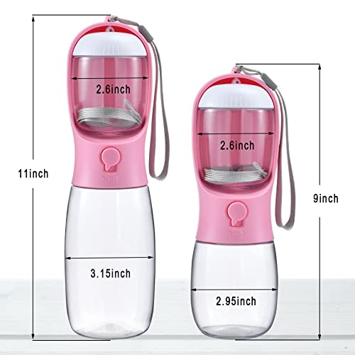 Cibaabo Dog Water Bottle with Food Container, Travel Puppy Water Bowl, Portable Pet Dispenser, Girl Dog Mom Gifts Accessories Stuff Essentials Necessities for Yorkie Chihuahua Cat Walking and Hiking - color: #04 Pink, size: 10oz