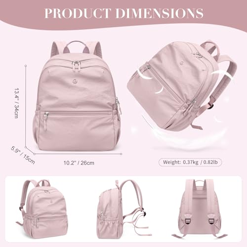 GOLF SUPAGS 13L Mini Backpack Lightweight Nylon Daypack for Women, Small City Pack, Versatile Ladies Backpack for Shopping & Travel, Light Pink - color: Light Pink, size: 13 Liters